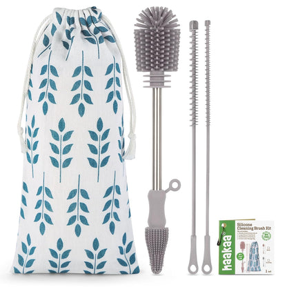 Silicone Bottle Brush for Baby Bottles & Crevices, SUVA Grey, 1PK