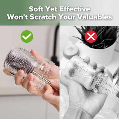 Silicone Bottle Brush for Baby Bottles & Crevices, SUVA Grey, 1PK