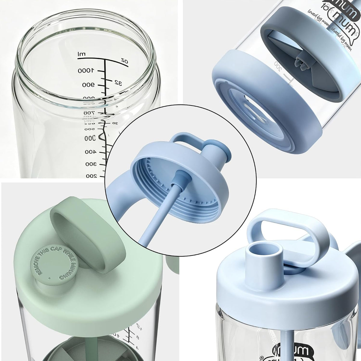 32oz Glass Formula Mixing Pitcher, Formula Pitcher Milk Pitcher, Premium Borosilicate Microplastic-Free Leak-Proof Design, Breastmilk Storage, Dishwasher Safe & Thermal Shock Resistant(Light blue)