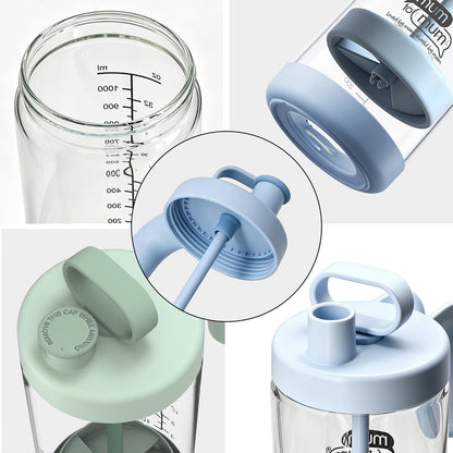 32oz Glass Formula Mixing Pitcher, Formula Pitcher Milk Pitcher, Premium Borosilicate Microplastic-Free Leak-Proof Design, Breastmilk Storage, Dishwasher Safe & Thermal Shock Resistant(Light blue)
