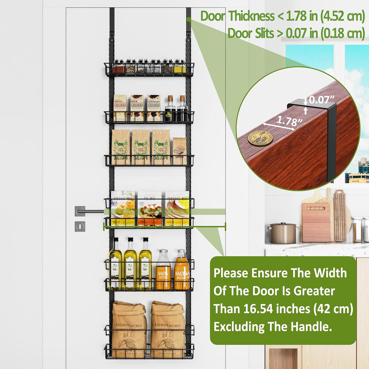 9 Tier Over Door Pantry Organizer, 2-in-1 Adjustable Spice Rack