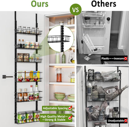 9 Tier Over Door Pantry Organizer, 2-in-1 Adjustable Spice Rack