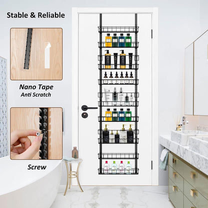 9 Tier Over Door Pantry Organizer, 2-in-1 Adjustable Spice Rack