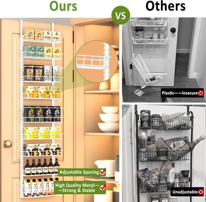 9 Tier Over Door Pantry Organizer, 2-in-1 Adjustable Spice Rack
