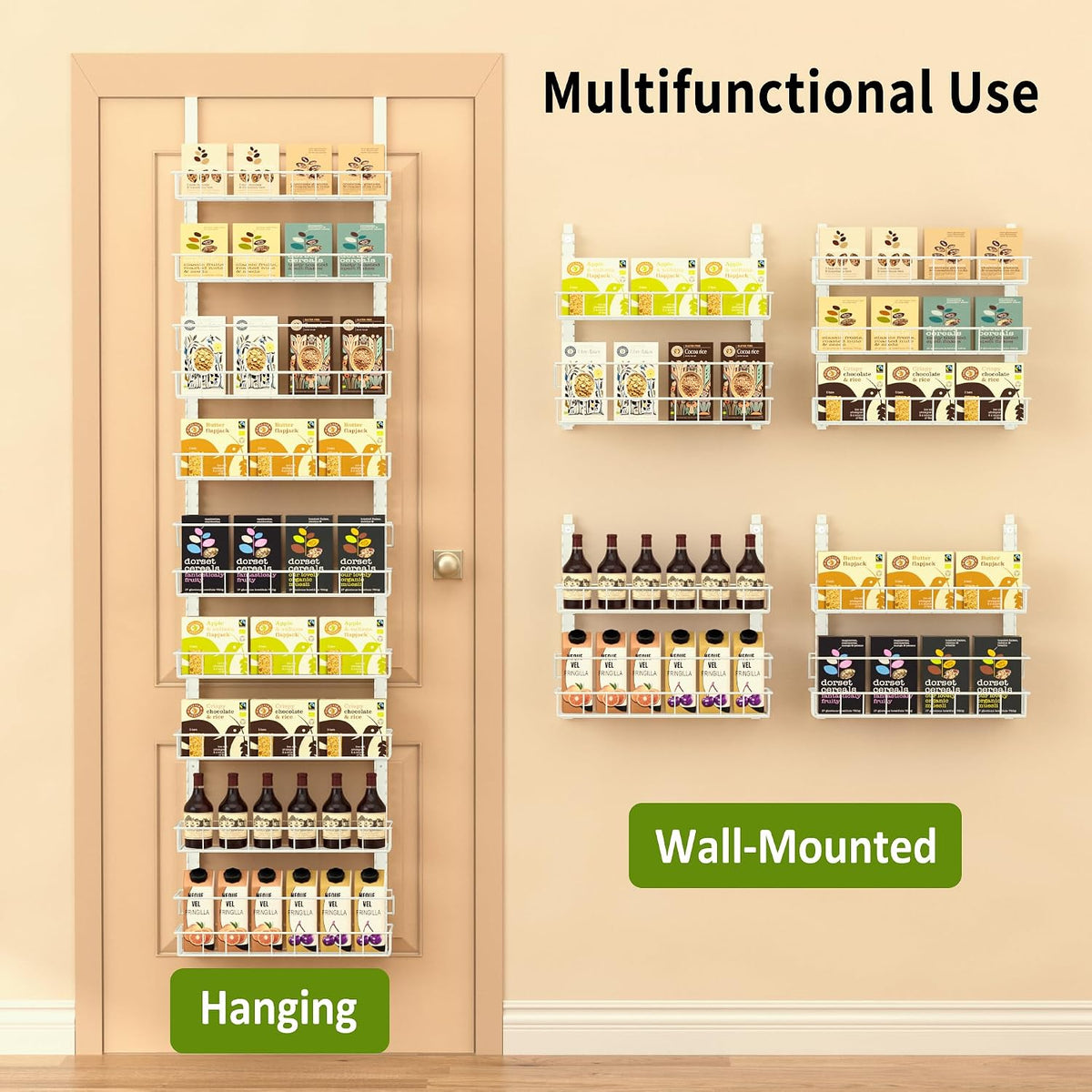 9 Tier Over Door Pantry Organizer, 2-in-1 Adjustable Spice Rack