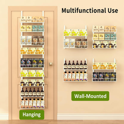 9 Tier Over Door Pantry Organizer, 2-in-1 Adjustable Spice Rack