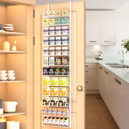 9 Tier Over Door Pantry Organizer, 2-in-1 Adjustable Spice Rack