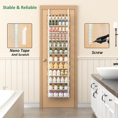 9 Tier Over Door Pantry Organizer, 2-in-1 Adjustable Spice Rack