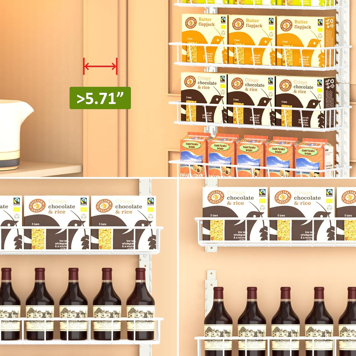 9 Tier Over Door Pantry Organizer, 2-in-1 Adjustable Spice Rack