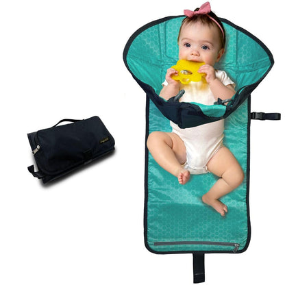 Portable Playtime Changing Pad: 3-in-1 Diaper Clutch, Changing Station, and Clean Hands Toy Barrier. Water-Resistant and Stylish, with Dual Storage Pockets. Black-2024-Improved-Version