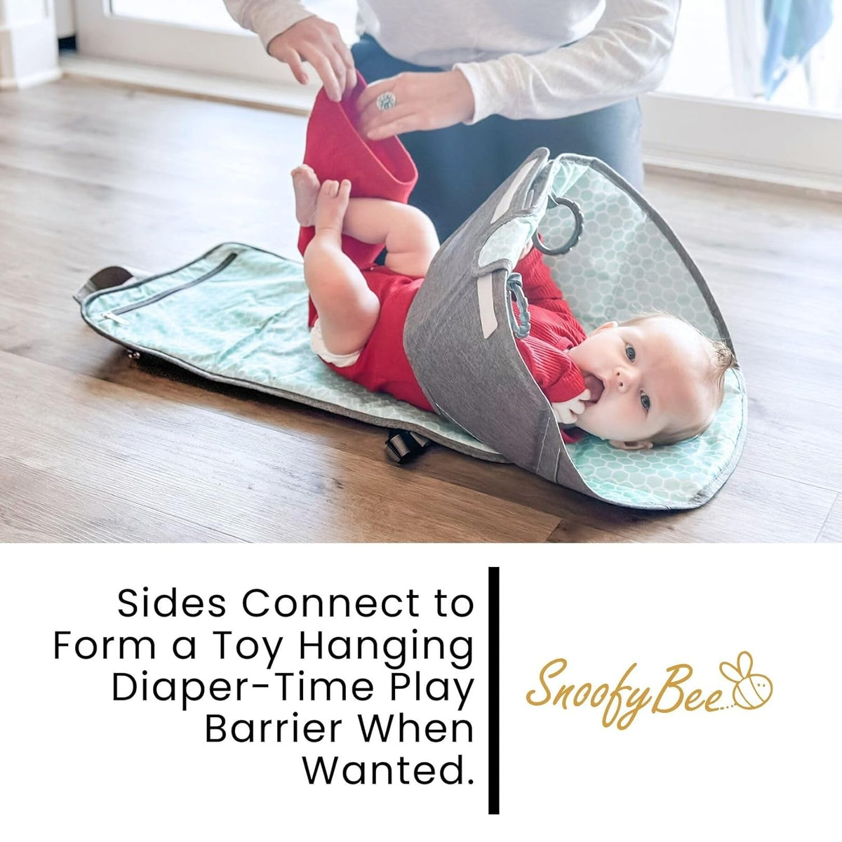 Portable Playtime Changing Pad: 3-in-1 Diaper Clutch, Changing Station, and Clean Hands Toy Barrier. Water-Resistant and Stylish, with Dual Storage Pockets. Black-2024-Improved-Version