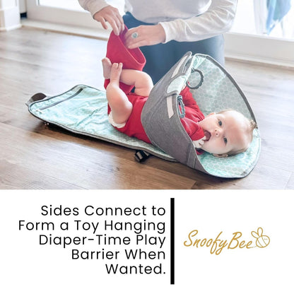Portable Playtime Changing Pad: 3-in-1 Diaper Clutch, Changing Station, and Clean Hands Toy Barrier. Water-Resistant and Stylish, with Dual Storage Pockets. Black-2024-Improved-Version