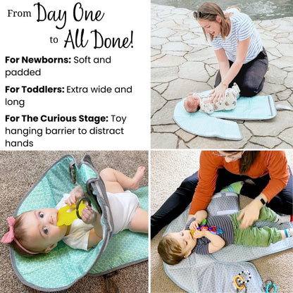 Portable Playtime Changing Pad: 3-in-1 Diaper Clutch, Changing Station, and Clean Hands Toy Barrier. Water-Resistant and Stylish, with Dual Storage Pockets. Black-2024-Improved-Version