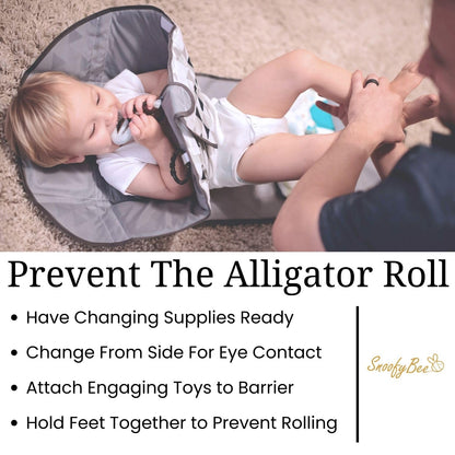 Portable Playtime Changing Pad: 3-in-1 Diaper Clutch, Changing Station, and Clean Hands Toy Barrier. Water-Resistant and Stylish, with Dual Storage Pockets. Black-2024-Improved-Version