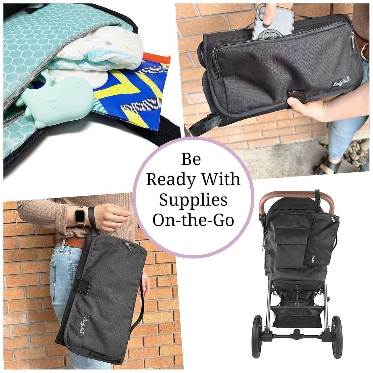 Portable Playtime Changing Pad: 3-in-1 Diaper Clutch, Changing Station, and Clean Hands Toy Barrier. Water-Resistant and Stylish, with Dual Storage Pockets. Black-2024-Improved-Version