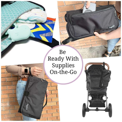 Portable Playtime Changing Pad: 3-in-1 Diaper Clutch, Changing Station, and Clean Hands Toy Barrier. Water-Resistant and Stylish, with Dual Storage Pockets. Black-2024-Improved-Version