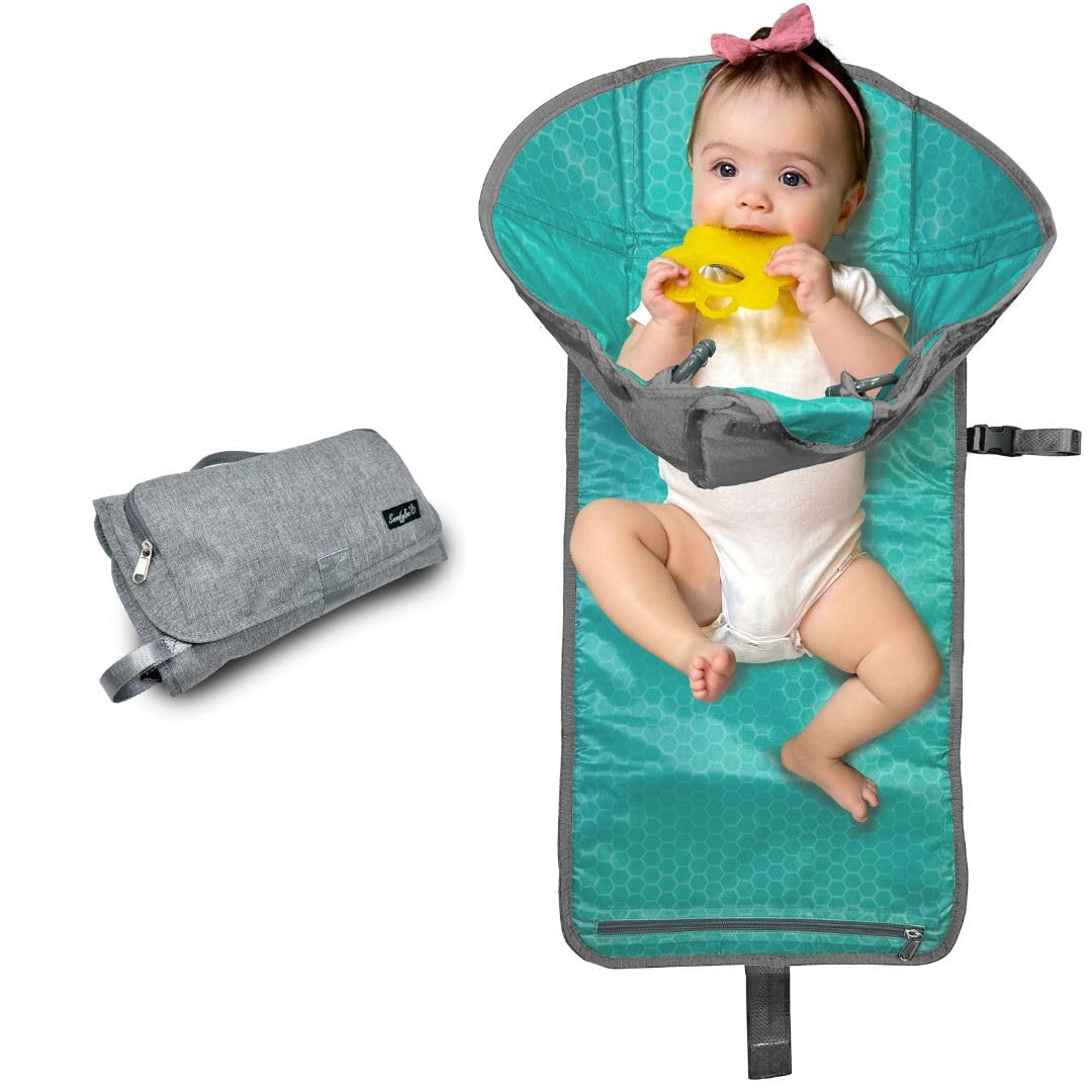 Portable Playtime Changing Pad: 3-in-1 Diaper Clutch, Changing Station, and Clean Hands Toy Barrier. Water-Resistant and Stylish, with Dual Storage Pockets. Black-2024-Improved-Version
