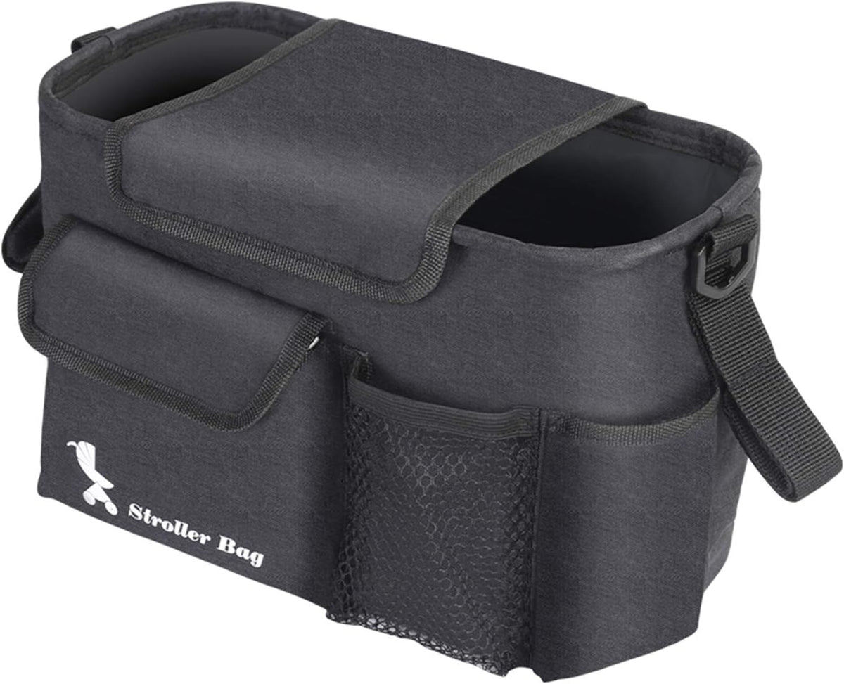 Brrnoo Stroller Organizer, Stroller Cup Holder with Detachable Shoulder Strap Cup Holder Accessory Organizer Bag Bag for Diaper Feeding Phone Toys