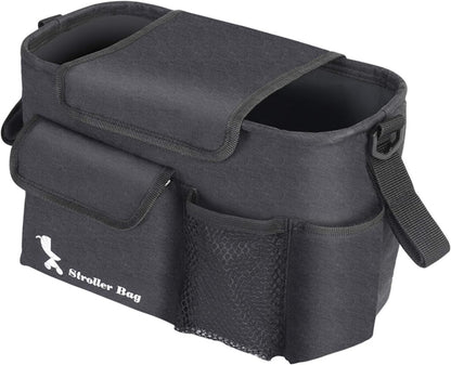 Brrnoo Stroller Organizer, Stroller Cup Holder with Detachable Shoulder Strap Cup Holder Accessory Organizer Bag Bag for Diaper Feeding Phone Toys