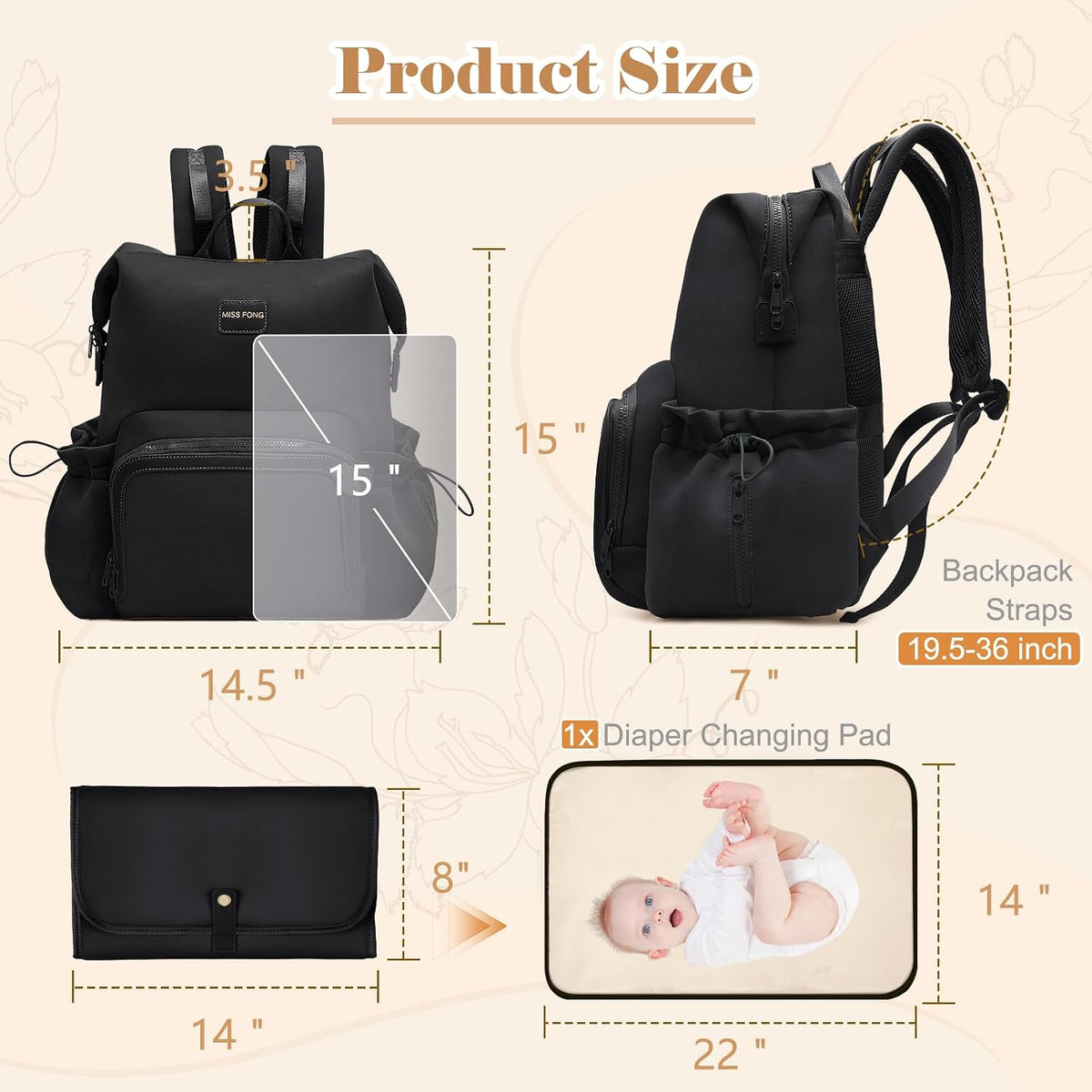 Diaper Bag Backpack Baby Bag Neoprene Bag Neoprene Backpack