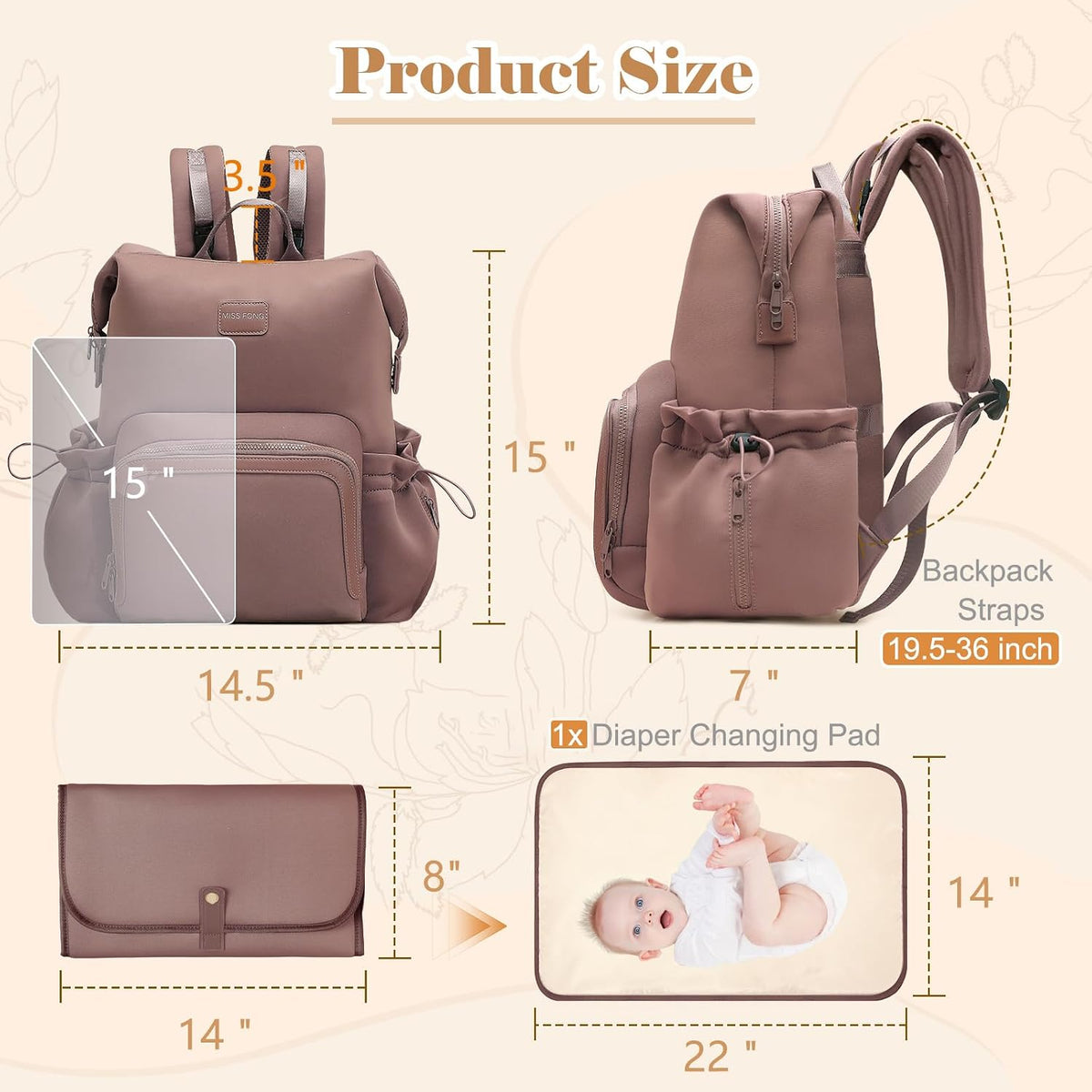 Diaper Bag Backpack Baby Bag Neoprene Bag Neoprene Backpack