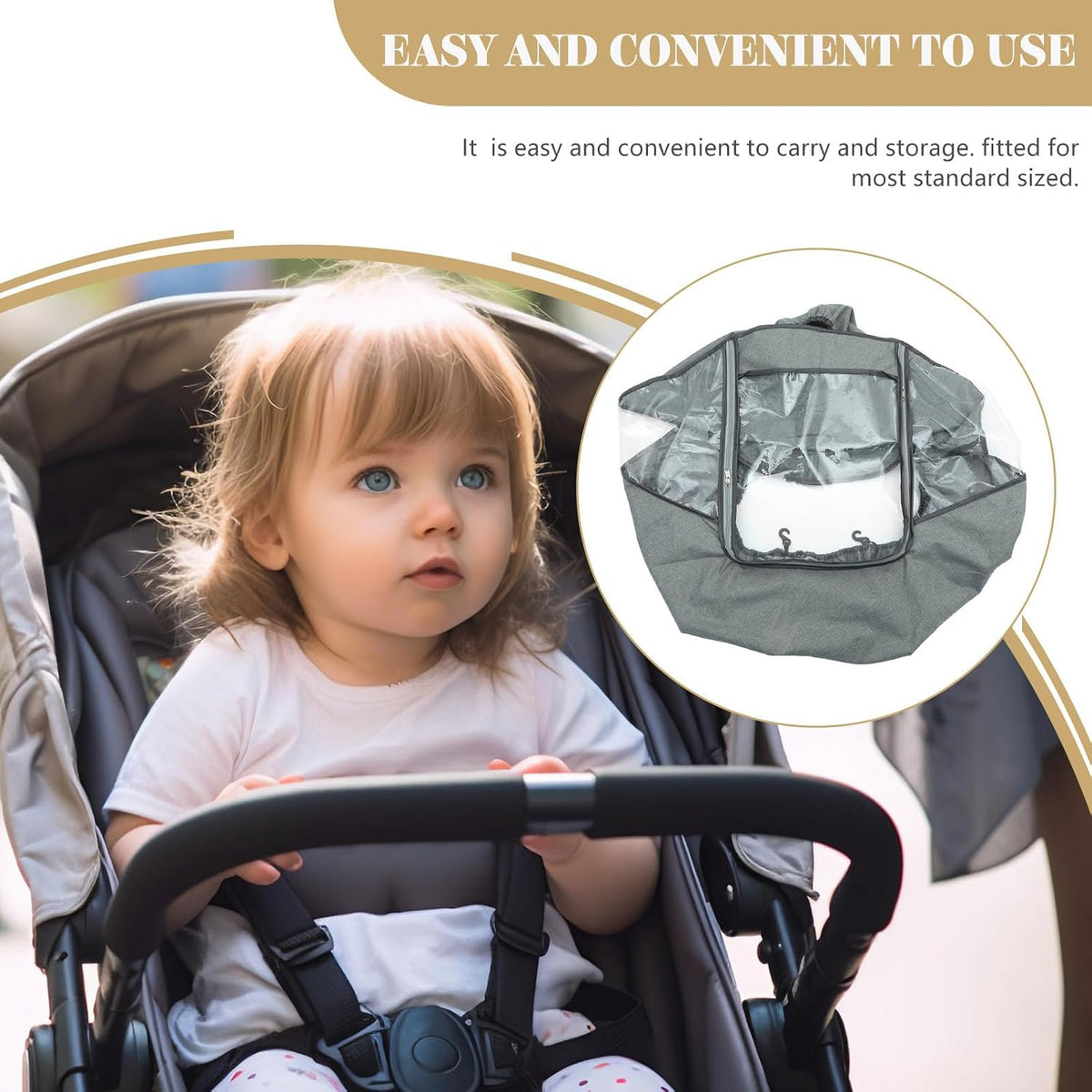 Universal Baby Stroller Rain Cover Windproof Spittle-Proof Outdoor Shield