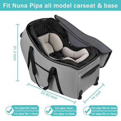 SCTEL Car Seat Travel Bag Fit All Nuna Pipa Car Seat and Base, with Wheels