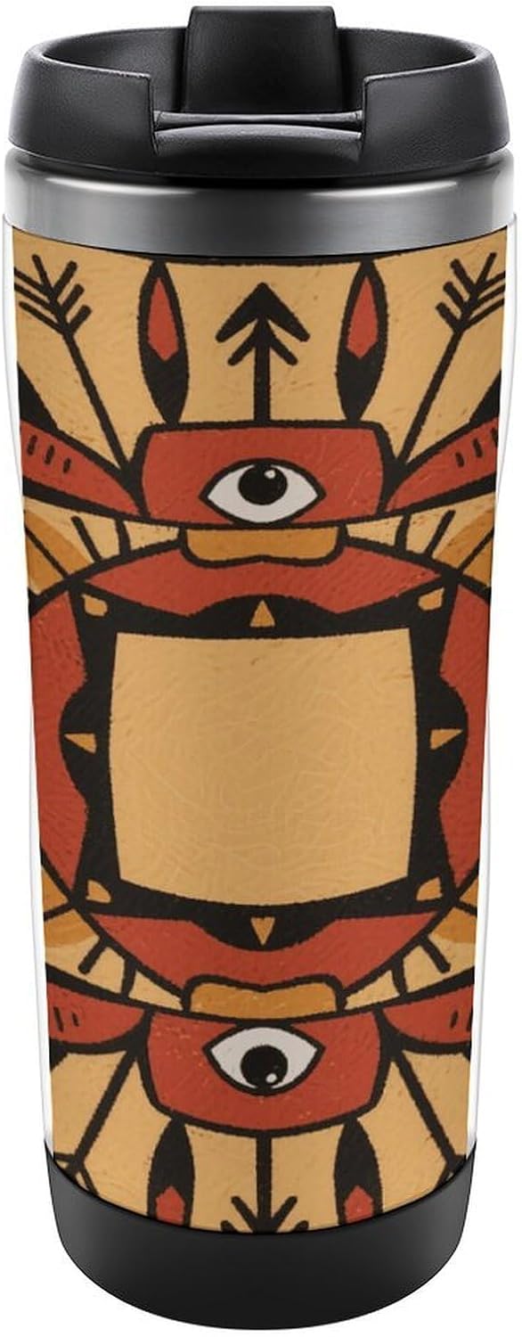 13oz Insulated Travel Coffee Mug Reusable Coffee Cup Water Bottle | Boho Mandala Travel Mug with Leak Proof Lid Double Wall Stainless Steel Coffee Tumbler Personalized Gift