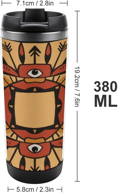 13oz Insulated Travel Coffee Mug Reusable Coffee Cup Water Bottle | Boho Mandala Travel Mug with Leak Proof Lid Double Wall Stainless Steel Coffee Tumbler Personalized Gift