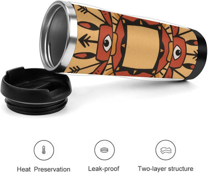 13oz Insulated Travel Coffee Mug Reusable Coffee Cup Water Bottle | Boho Mandala Travel Mug with Leak Proof Lid Double Wall Stainless Steel Coffee Tumbler Personalized Gift