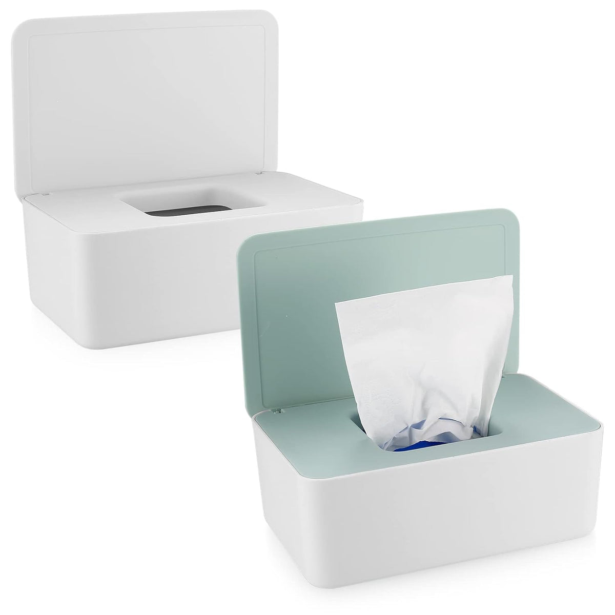 2Pcs Diaper Wipes Dispenser, Refillable Wipe Container, Keep Wipes Fresh