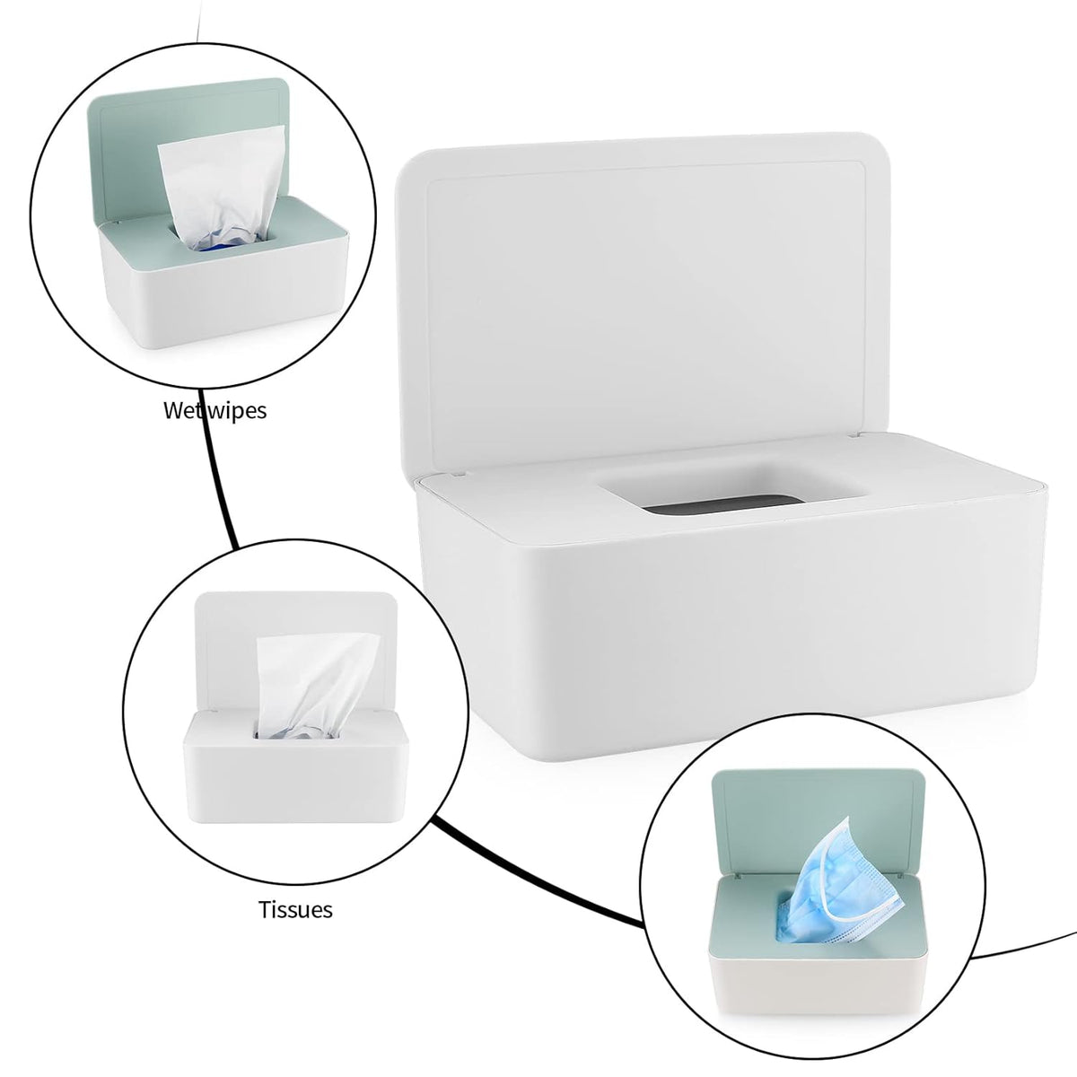 2Pcs Diaper Wipes Dispenser, Refillable Wipe Container, Keep Wipes Fresh