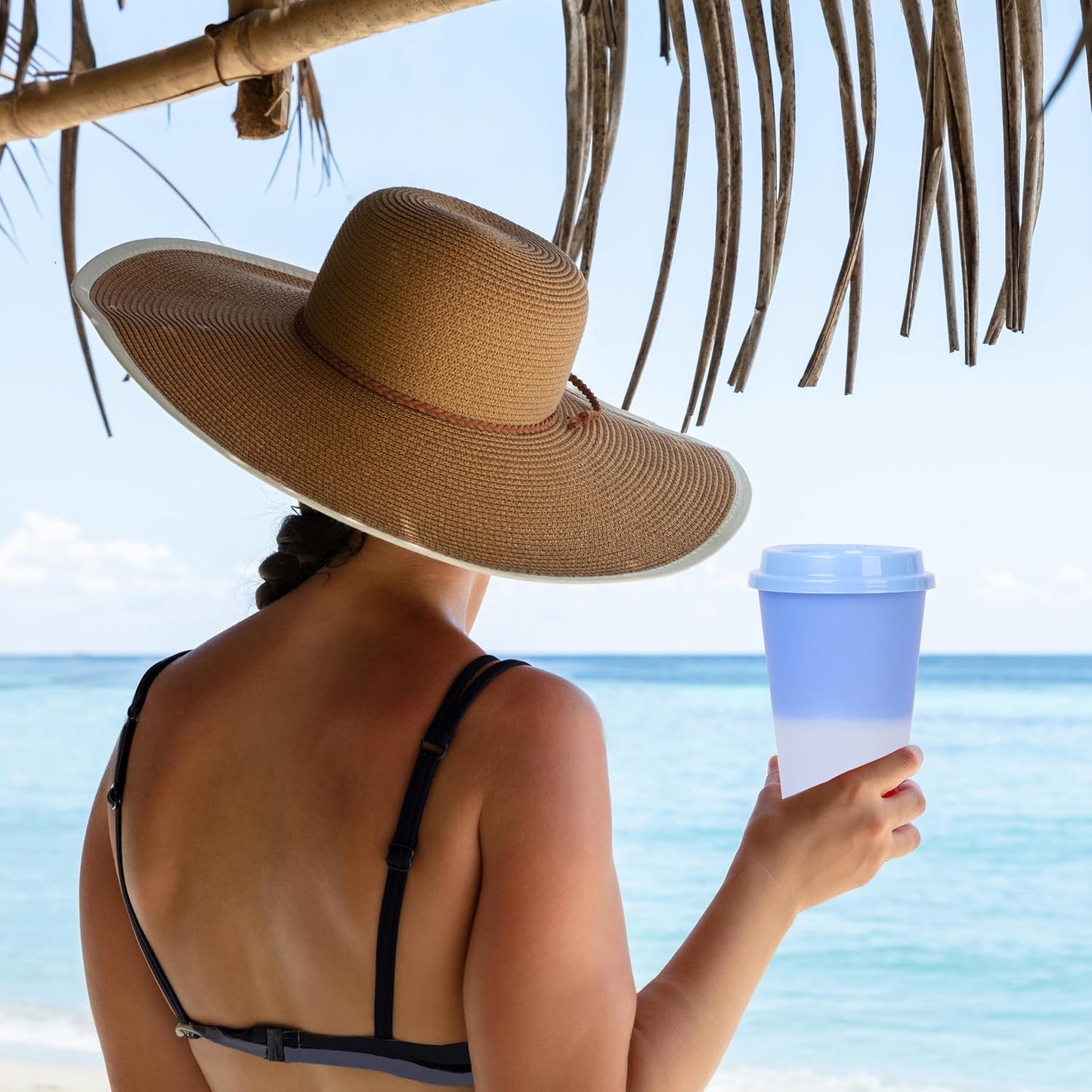 Color Changing Cups, 5 Pack 24oz Plastic Tumblers, Reusable Iced Coffee & Smoothie Cups with Lids and Straws for Parties and Travel (5 Changing, 5 Packs)
