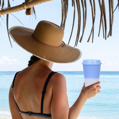Color Changing Cups, 5 Pack 24oz Plastic Tumblers, Reusable Iced Coffee & Smoothie Cups with Lids and Straws for Parties and Travel (5 Changing, 5 Packs)