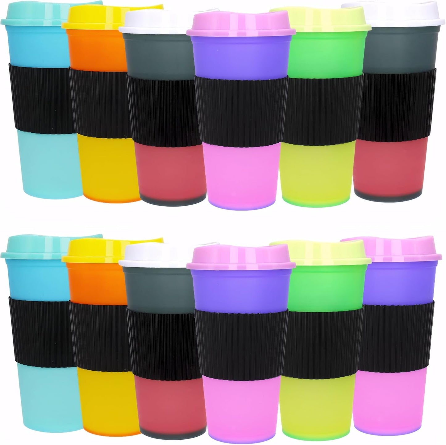 Color Changing Cups, 5 Pack 24oz Plastic Tumblers, Reusable Iced Coffee & Smoothie Cups with Lids and Straws for Parties and Travel (5 Changing, 5 Packs)