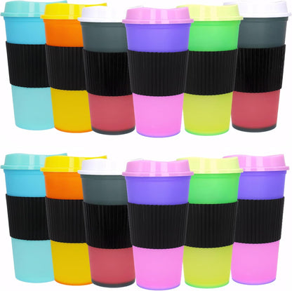 Color Changing Cups, 5 Pack 24oz Plastic Tumblers, Reusable Iced Coffee & Smoothie Cups with Lids and Straws for Parties and Travel (5 Changing, 5 Packs)