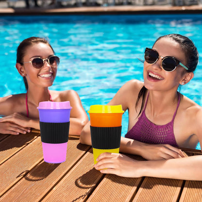 Color Changing Cups, 5 Pack 24oz Plastic Tumblers, Reusable Iced Coffee & Smoothie Cups with Lids and Straws for Parties and Travel (5 Changing, 5 Packs)