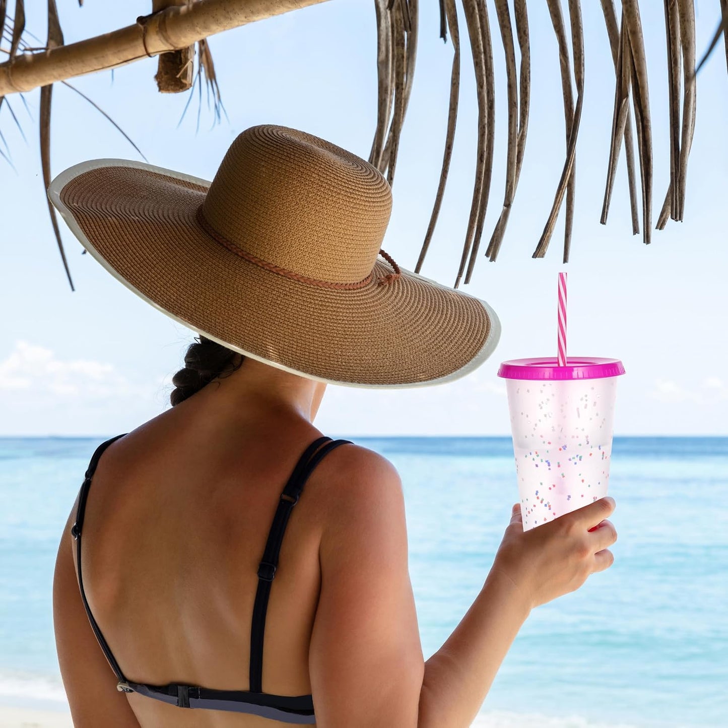 Color Changing Cups, 5 Pack 24oz Plastic Tumblers, Reusable Iced Coffee & Smoothie Cups with Lids and Straws for Parties and Travel (5 Changing, 5 Packs)