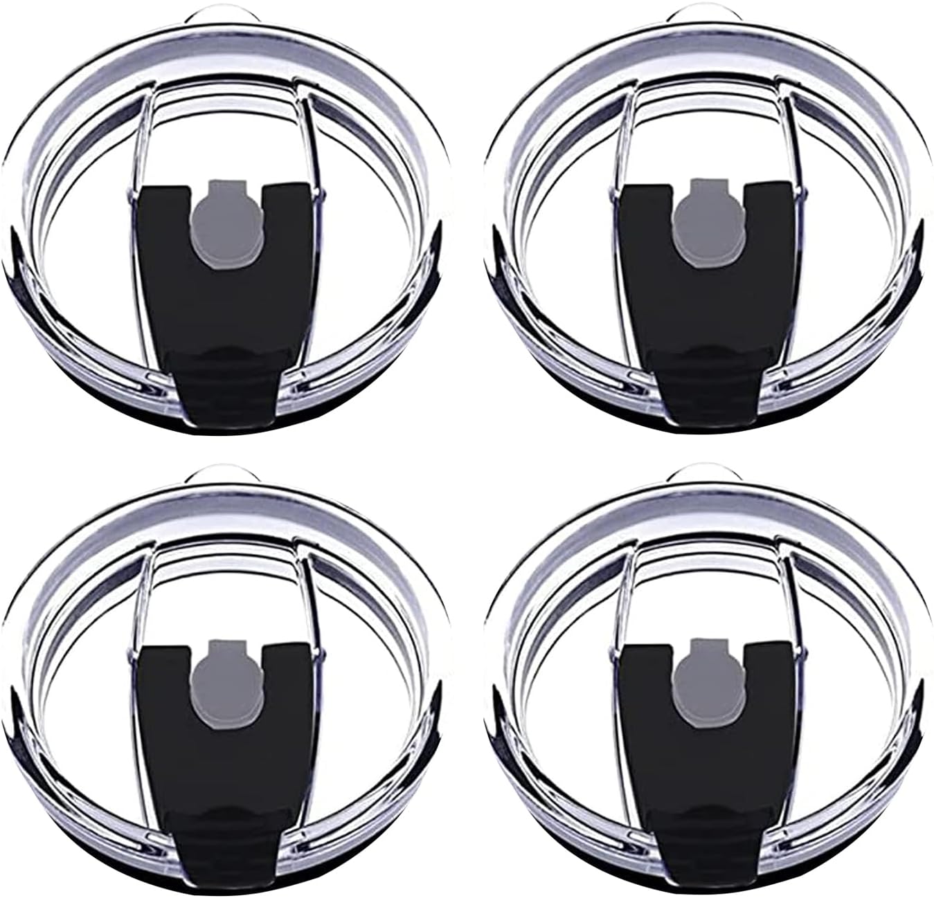 4 Pack 20 oz Tumbler Lids for YETI and More Tumblers,Cup,Travel Coffee Mug Spill Proof Splash Resistant Silicone Sliding Covers(Black)