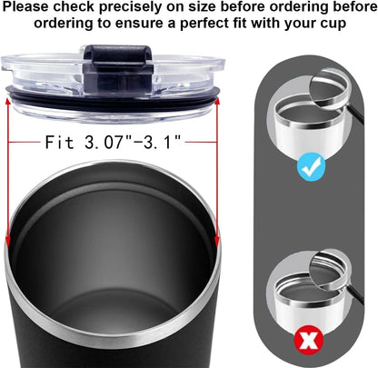 4 Pack 20 oz Tumbler Lids for YETI and More Tumblers,Cup,Travel Coffee Mug Spill Proof Splash Resistant Silicone Sliding Covers(Black)