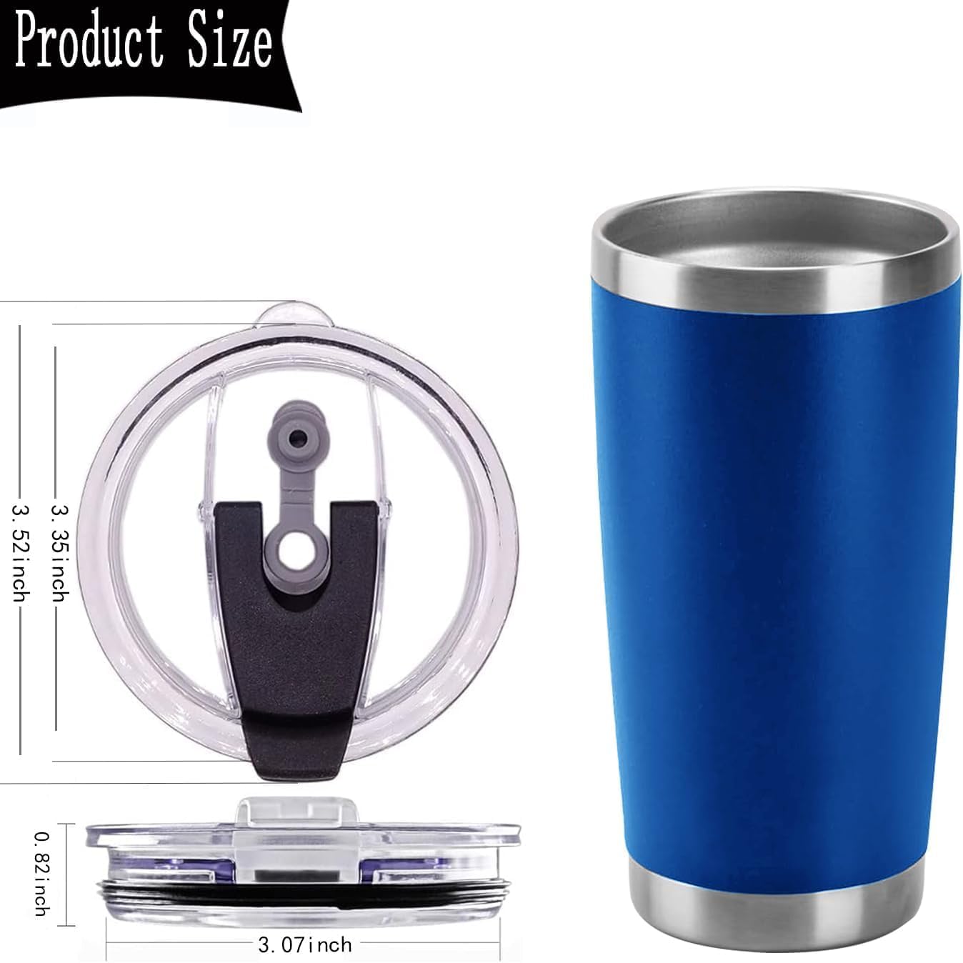 4 Pack 20 oz Tumbler Lids for YETI and More Tumblers,Cup,Travel Coffee Mug Spill Proof Splash Resistant Silicone Sliding Covers(Black)