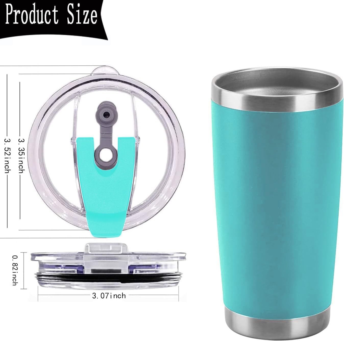4 Pack 20 oz Tumbler Lids for YETI and More Tumblers,Cup,Travel Coffee Mug Spill Proof Splash Resistant Silicone Sliding Covers(Black)