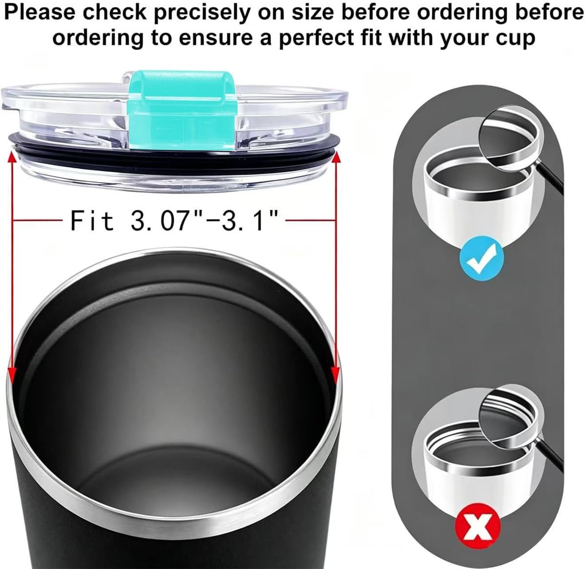 4 Pack 20 oz Tumbler Lids for YETI and More Tumblers,Cup,Travel Coffee Mug Spill Proof Splash Resistant Silicone Sliding Covers(Black)