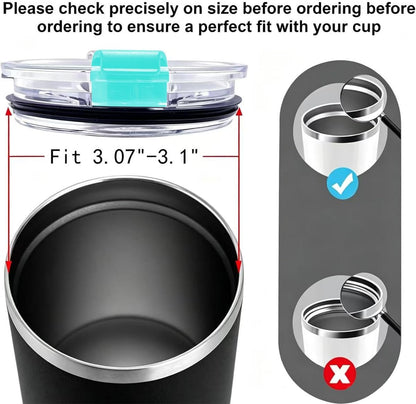 4 Pack 20 oz Tumbler Lids for YETI and More Tumblers,Cup,Travel Coffee Mug Spill Proof Splash Resistant Silicone Sliding Covers(Black)