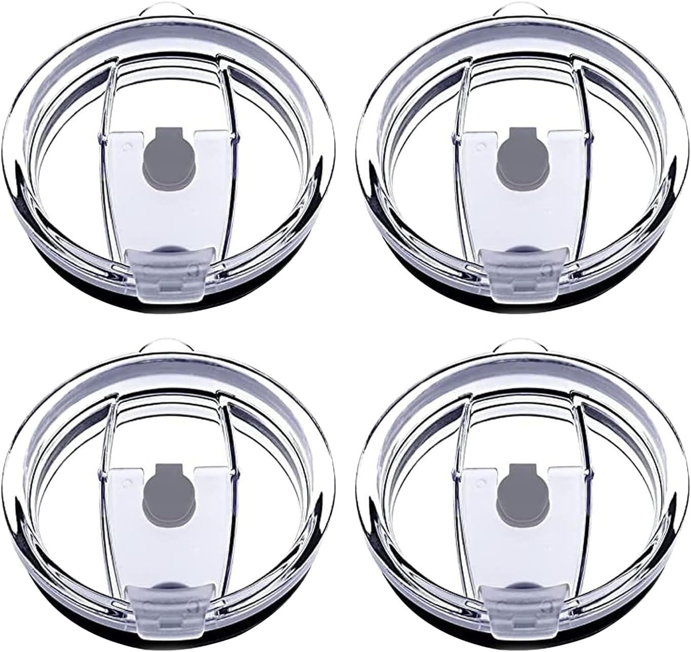 4 Pack 20 oz Tumbler Lids for YETI and More Tumblers,Cup,Travel Coffee Mug Spill Proof Splash Resistant Silicone Sliding Covers(Black)