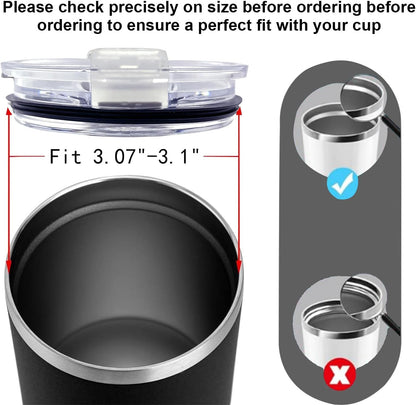 4 Pack 20 oz Tumbler Lids for YETI and More Tumblers,Cup,Travel Coffee Mug Spill Proof Splash Resistant Silicone Sliding Covers(Black)