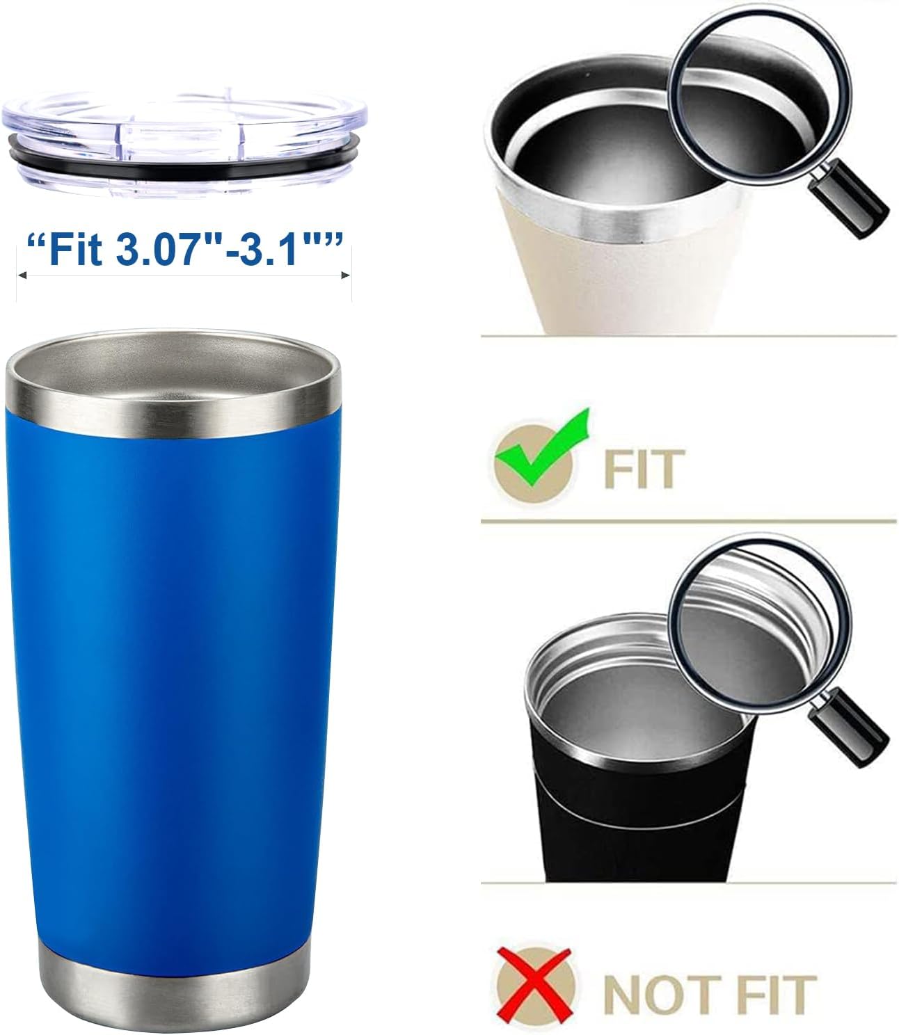 4 Pack 20 oz Tumbler Lids for YETI and More Tumblers,Cup,Travel Coffee Mug Spill Proof Splash Resistant Silicone Sliding Covers(Black)