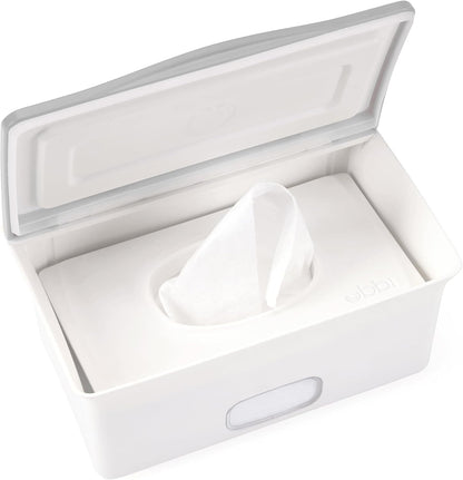 Baby Wipes Dispenser | Baby Wipes Case | Baby Wipes Holder with Weighted Plate, Keeps Wipes Fresh and Non-Slip Rubber Feet, White