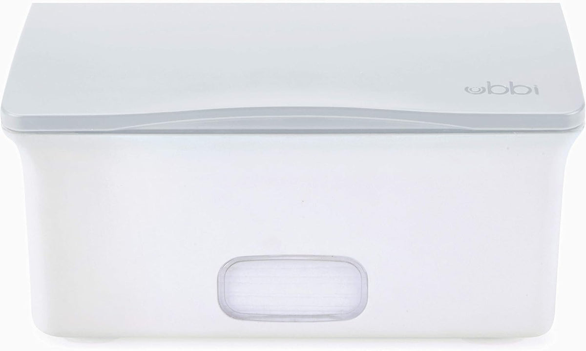 Baby Wipes Dispenser | Baby Wipes Case | Baby Wipes Holder with Weighted Plate, Keeps Wipes Fresh and Non-Slip Rubber Feet, White