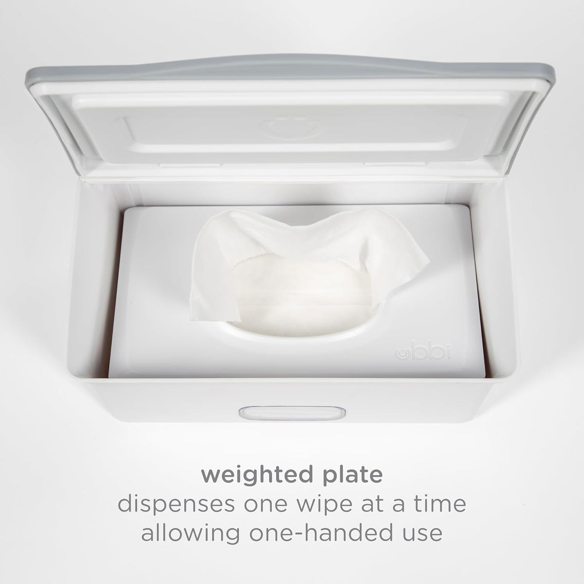 Baby Wipes Dispenser | Baby Wipes Case | Baby Wipes Holder with Weighted Plate, Keeps Wipes Fresh and Non-Slip Rubber Feet, White